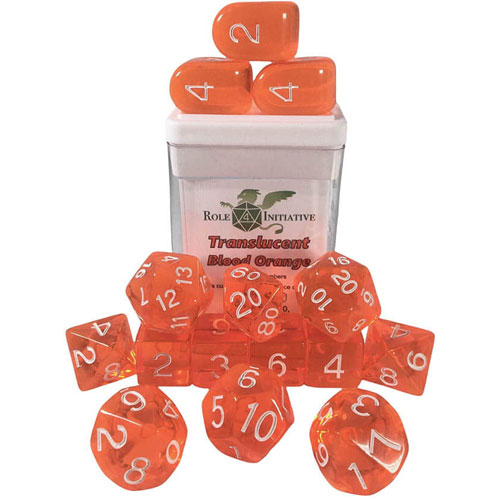 R4I Dice w/ Arch'd4: Translucent - Blood Orange w/ White (15) (Clearance)