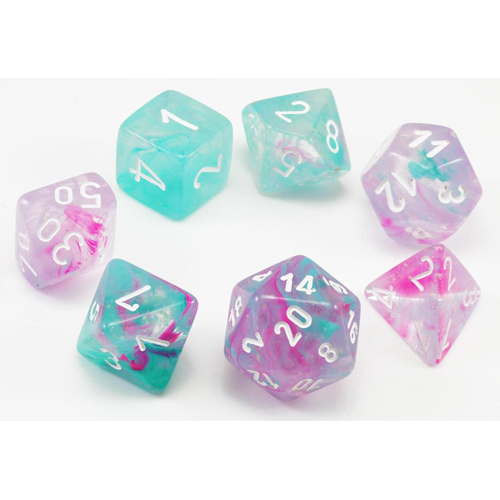 Chessex Dice Set: Nebula Luminary - Wisteria w/White (7)