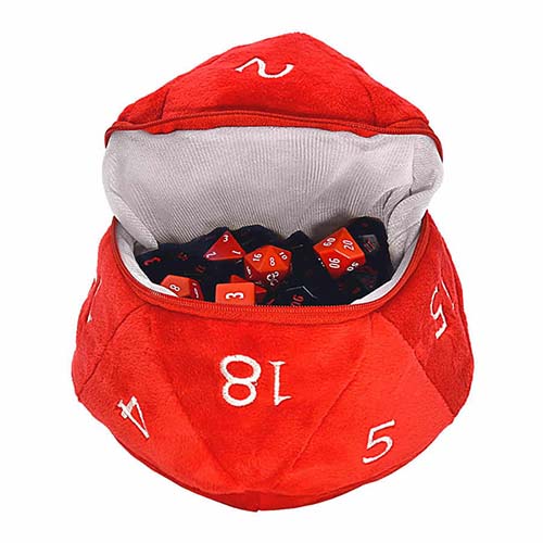 D&D Dice Bag: d20 Plush - Red w/ White