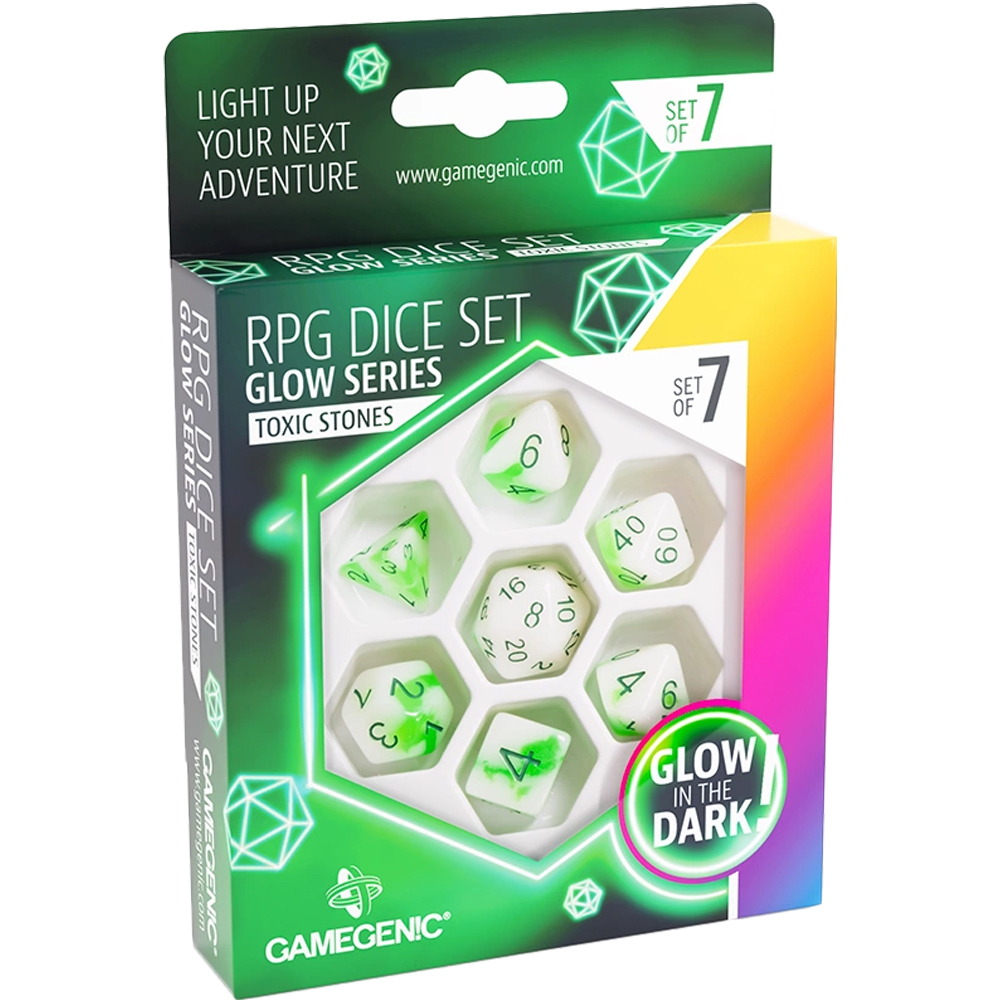 Glow Series Polyhedral Set: Toxic Stones (7) (Clearance)