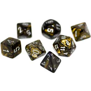 Chessex Dice Set: Leaf Black Gold w/Silver (7)