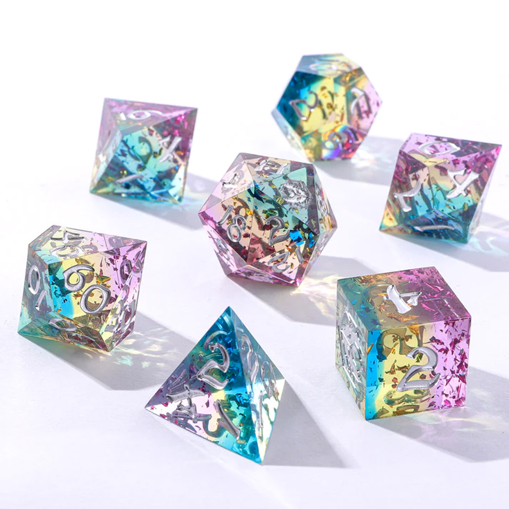 Sharp-Edge Polyhedral Dice Set: Captured Magic - Sweet Dream (7) (Clearance)