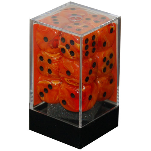 Chessex 16mm d6 Set: Vortex Orange w/Black (12)