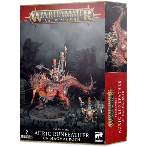 Warhammer Age of Sigmar: Fyreslayers - Auric Runefather on Magmadroth