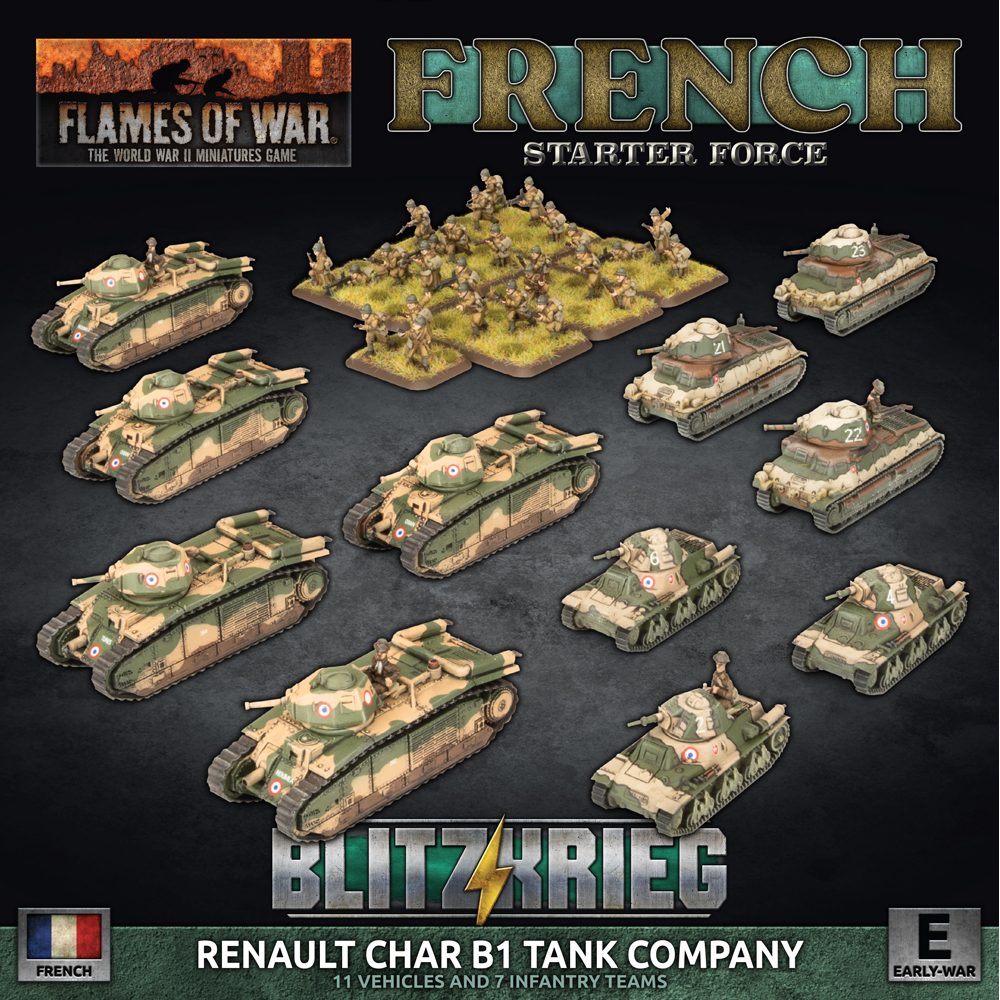 Flames of War WW2: Blitzkrieg: French - Renault Char B1 Tank Company (Preorder)