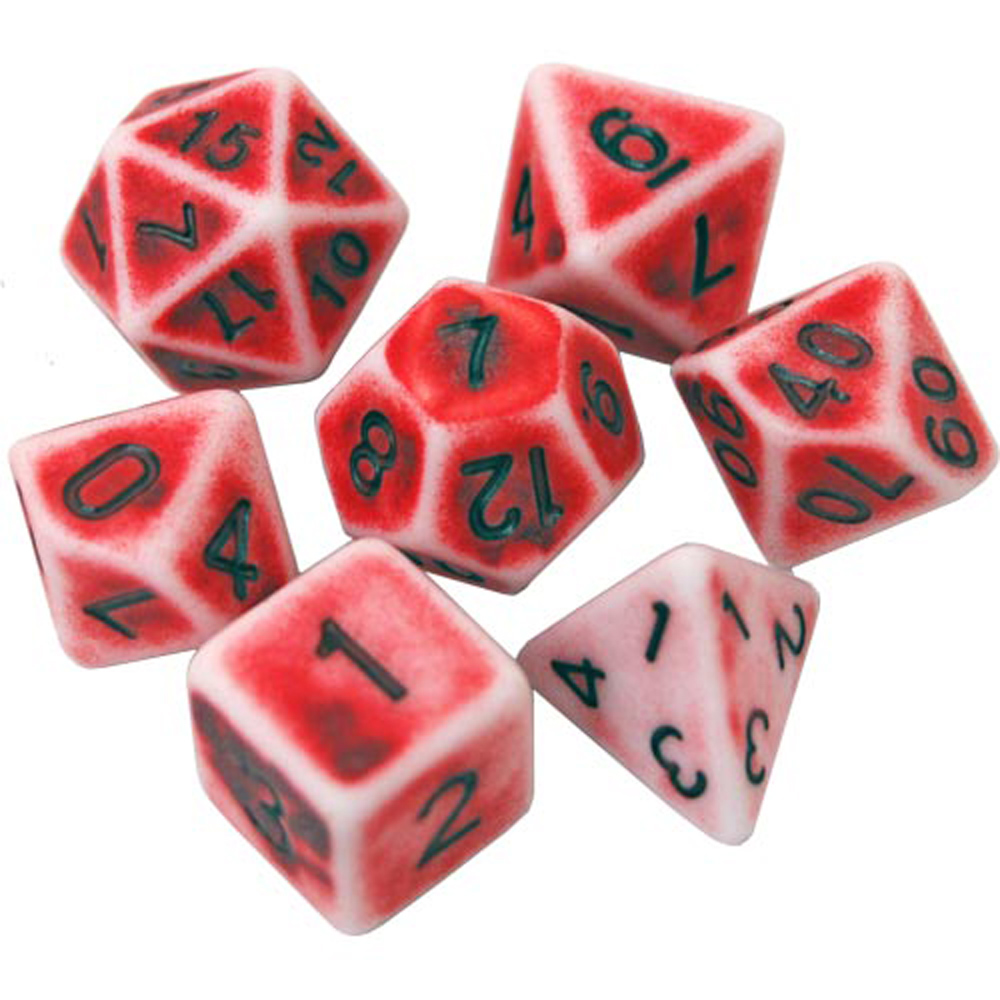 Game Plus Products 16mm Resin Dice: Ancient - Red & White (7)