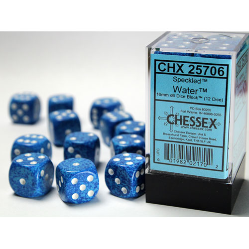 Chessex 16mm d6 Set: Speckled - Water (12)