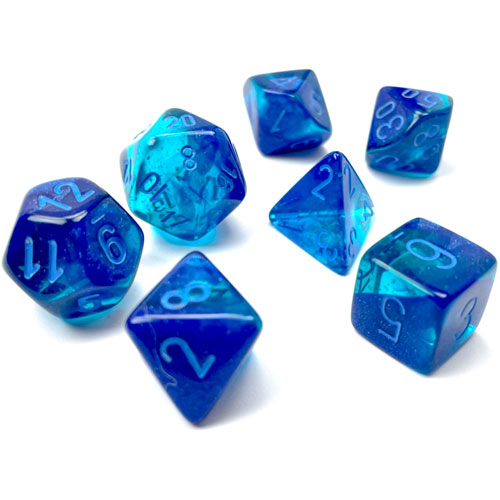 Chessex Dice Set: Gemini Luminary - Blue-Blue w/Light Blue (7)