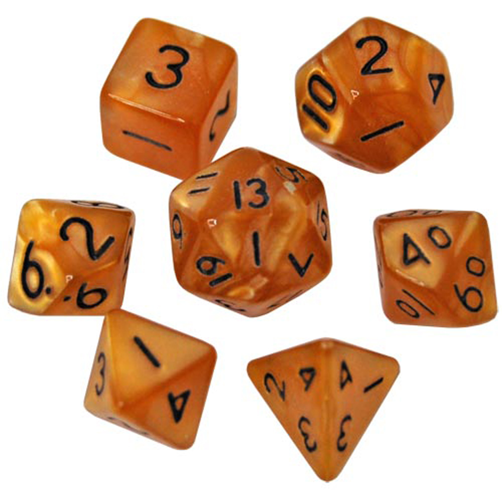 Game Plus Products 10mm Resin Dice: Pearl - Amber (7)