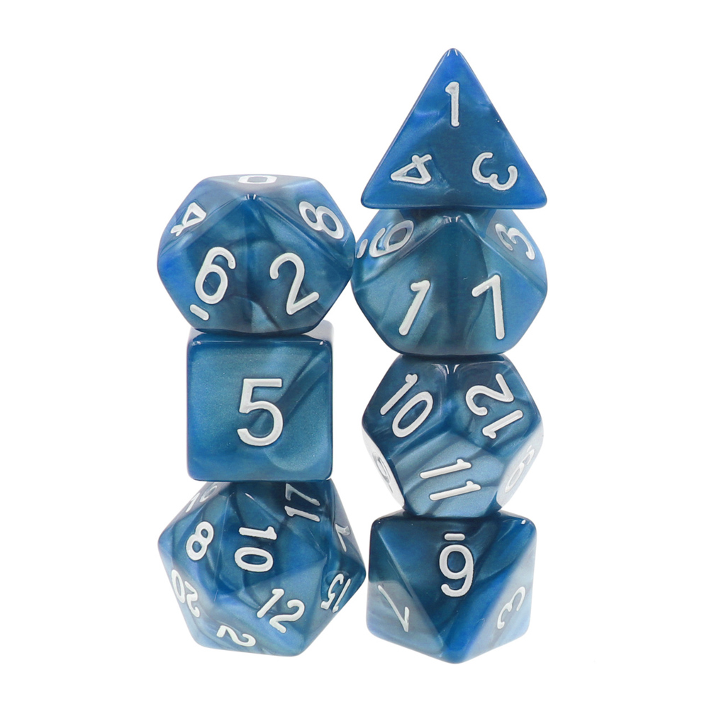 Game Plus Products 10mm Resin Dice: Pearl - Blue (7)