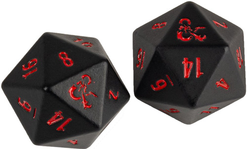 D&D Heavy Metal d20 Set: Black w/ Red (2)