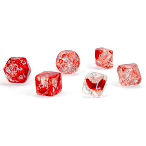 Chessex Dice Set: Nebula Luminary - Red w/Silver (7)