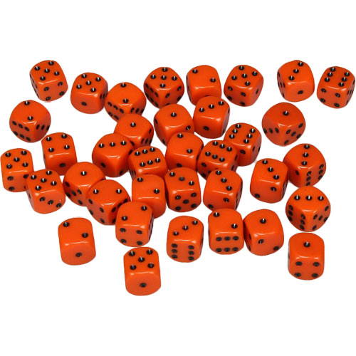 Chessex 12mm d6 Set: Opaque - Orange w/Black (36)