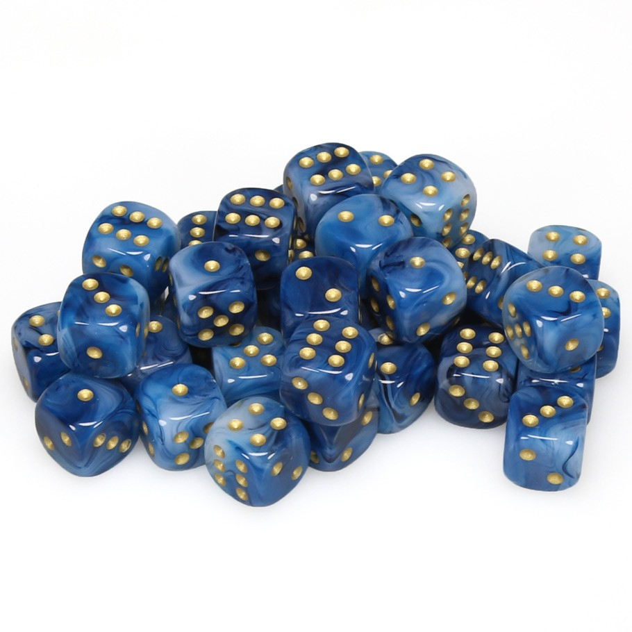 Chessex 12mm d6 Set: Phantom - Teal w/Gold (36)