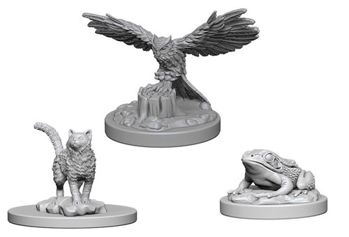 Pathfinder Battles Deep Cuts Unpainted Minis: W4 Familiars (Owl, Frog, & Cat)