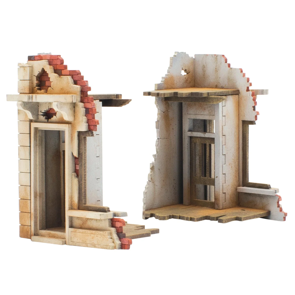 Skytrex MDF Terrain: Pair of Destroyed Building Ends