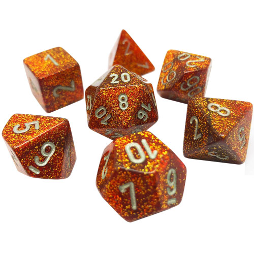 Chessex Dice Set: Glitter - Gold w/Silver (7)