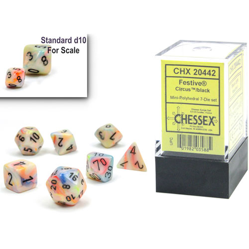 Chessex Mini Dice Set: Festive - Circus w/ Black (7)