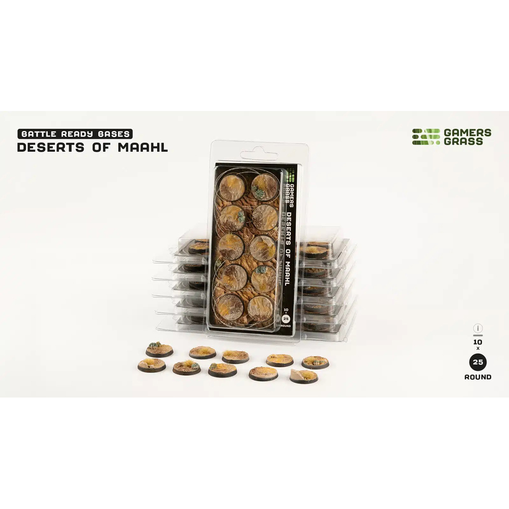 Battle Ready Bases: Deserts of Maahl - Round 25mm (10)