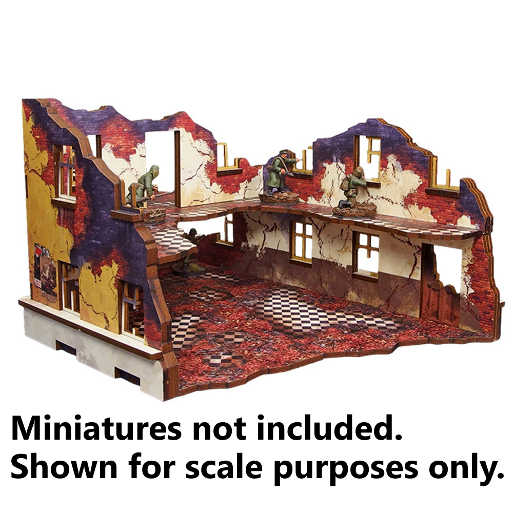 Bolt Action HDF Terrain: WW2 Ostfront Stalingrad - Ruined School Left (with Balcony) (Preorder)