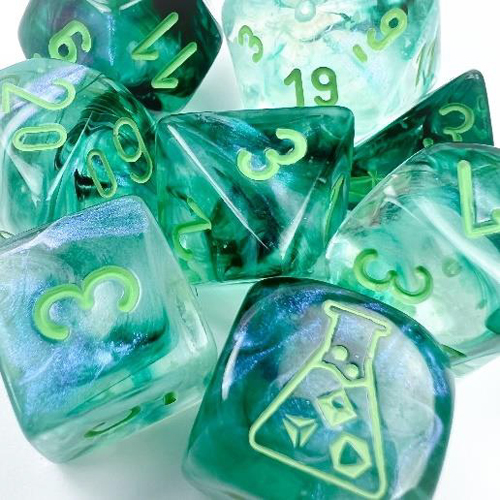 Chessex Dice Set: Lab Series 6 - Borealis Luminary - Kelp w/Light Green (8)