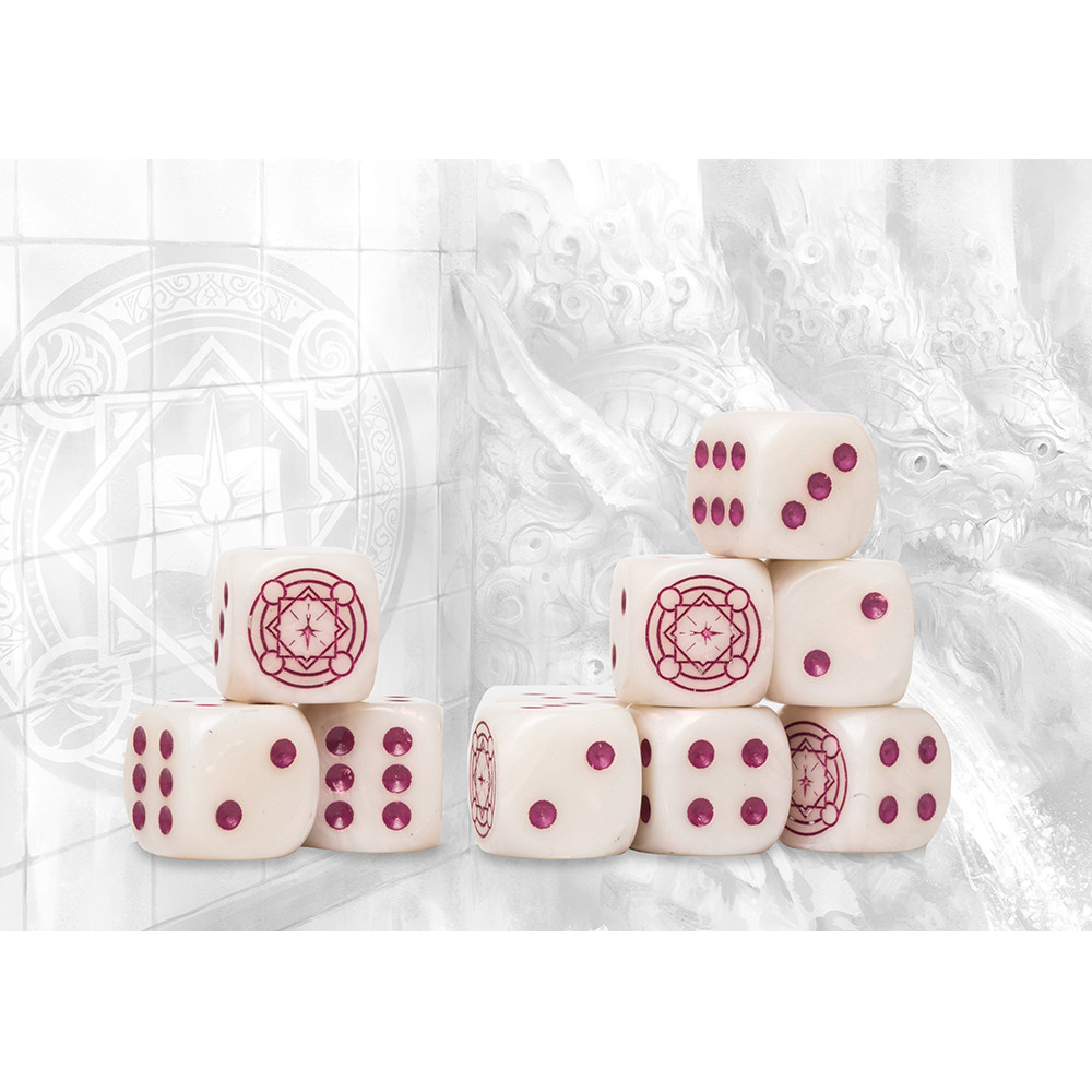 Conquest Marbled Dice: Sorcerer Kings Logo on White