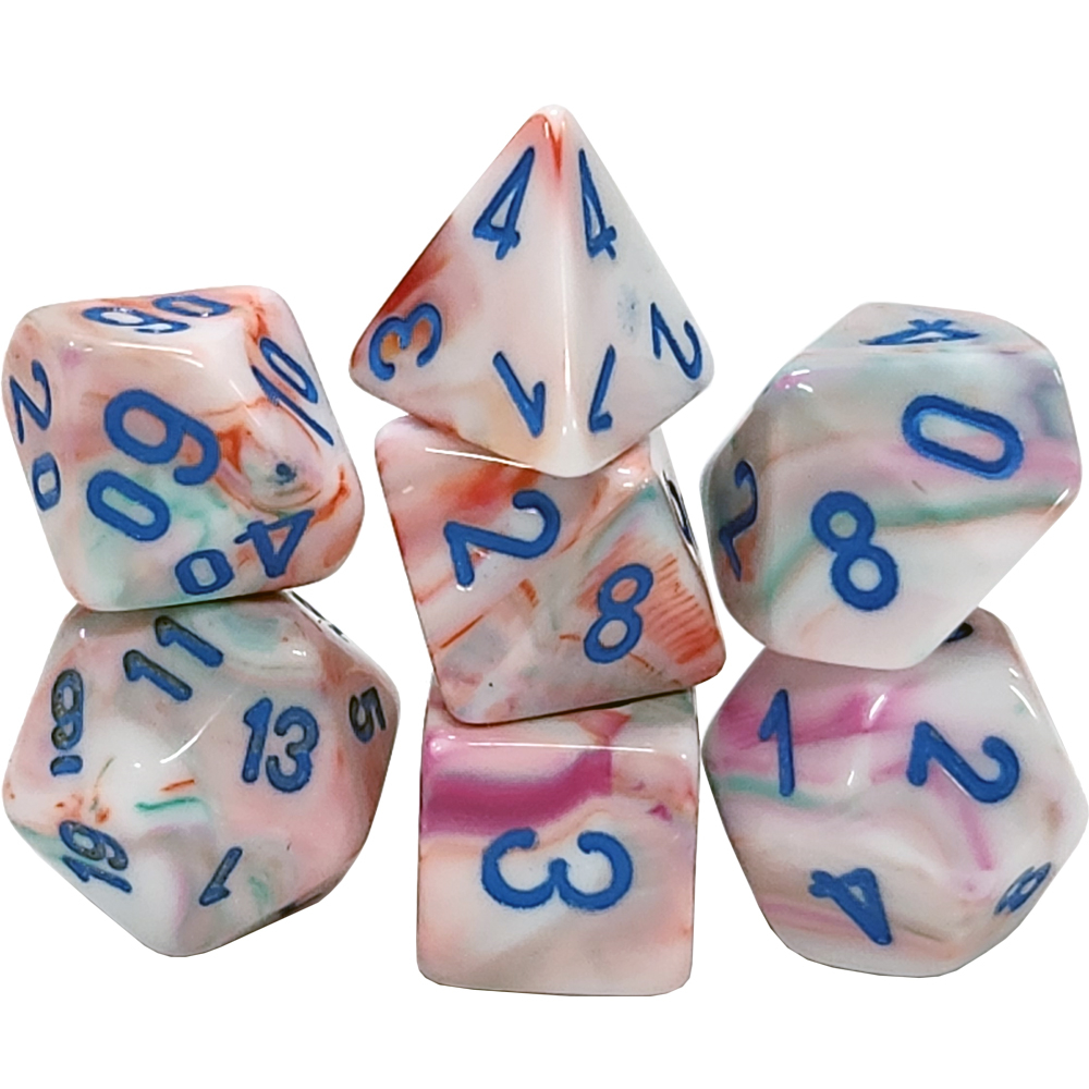 Chessex Mini Dice Set: Festive - Pop Art w/ Blue (7)