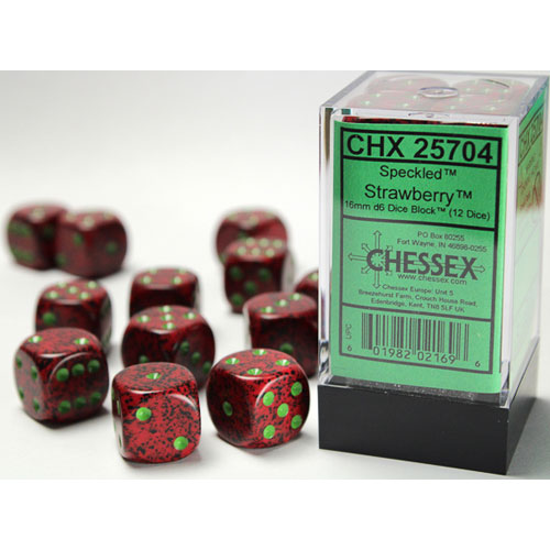 Chessex 16mm d6 Set: Speckled - Strawberry (12)