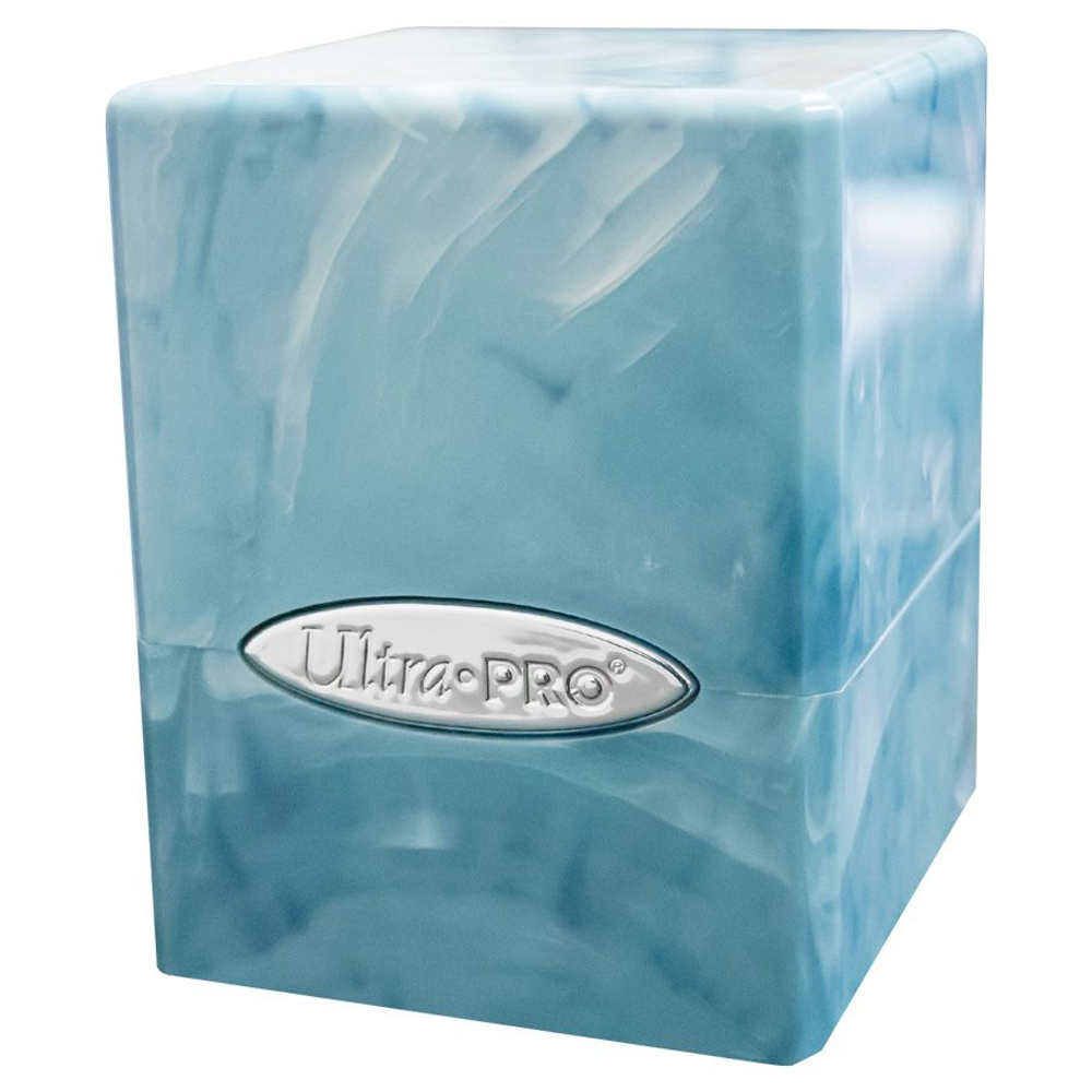 Satin Cube: Marble Light Blue/White
