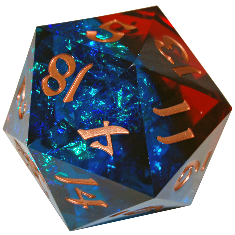 Premium 55mm d20 Sharp-Edged: Captured Magic - Blue & Red (Last Chance)