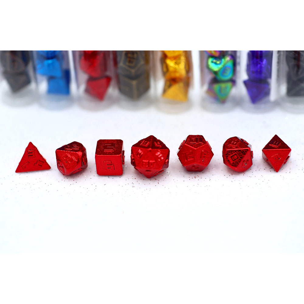 10mm Metal Polyhedral Dice Set: Red (7) (Last Chance)