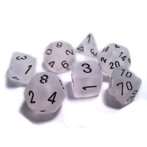 Chessex Dice Set: Frosted Clear w/Black (7)