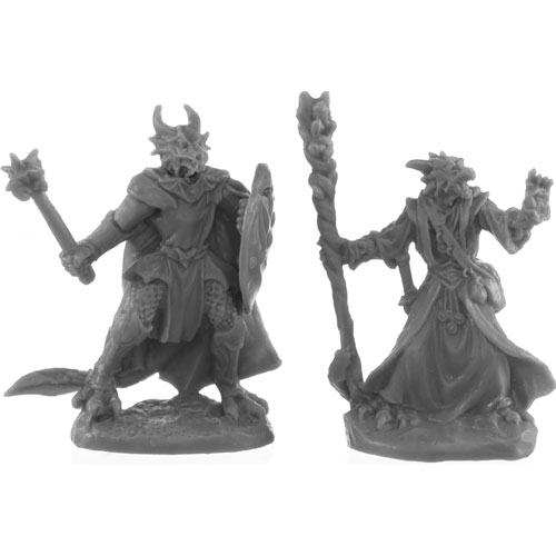 Bones Black: Dragonfolk Wizard & Cleric
