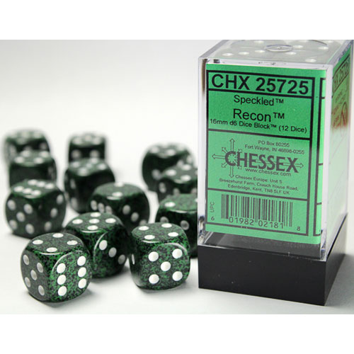 Chessex 16mm d6 Set: Speckled - Recon w/White (12)