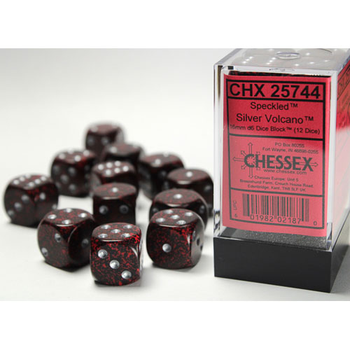 Chessex 16mm d6 Set: Speckled - Silver Volcano w/Silver (12)