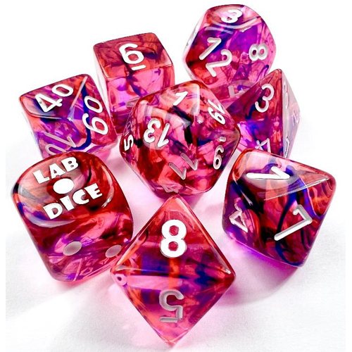 Chessex Dice Set: Lab Series 6 - Nebula - Black Light Special w/White (8)