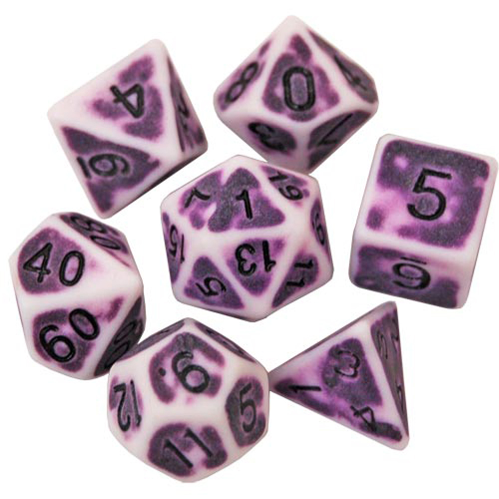 Game Plus Products 16mm Resin Dice: Ancient - Purple & White (7)