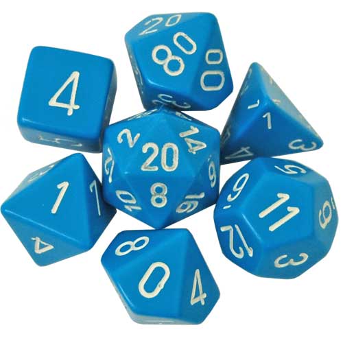 Chessex Dice Set: Opaque Light Blue w/ White (7)
