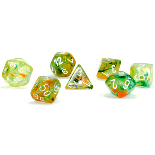 Chessex Dice Set: Nebula Luminary - Spring w/White (7)