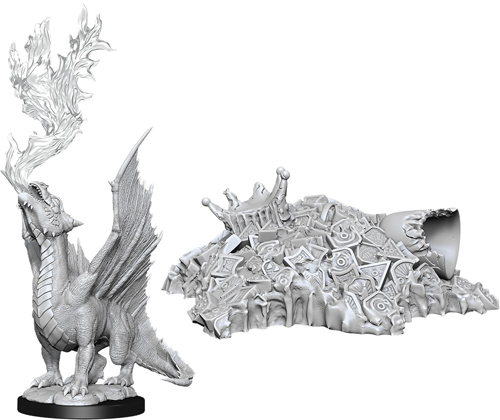 D&D Nolzur's Marvelous Unpainted Minis: W11 Gold Dragon Wyrmling & Treasure