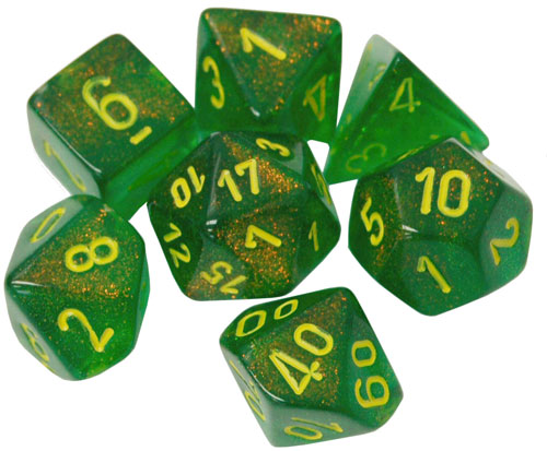 Chessex Dice Set: Borealis Maple Green/Yellow (7)