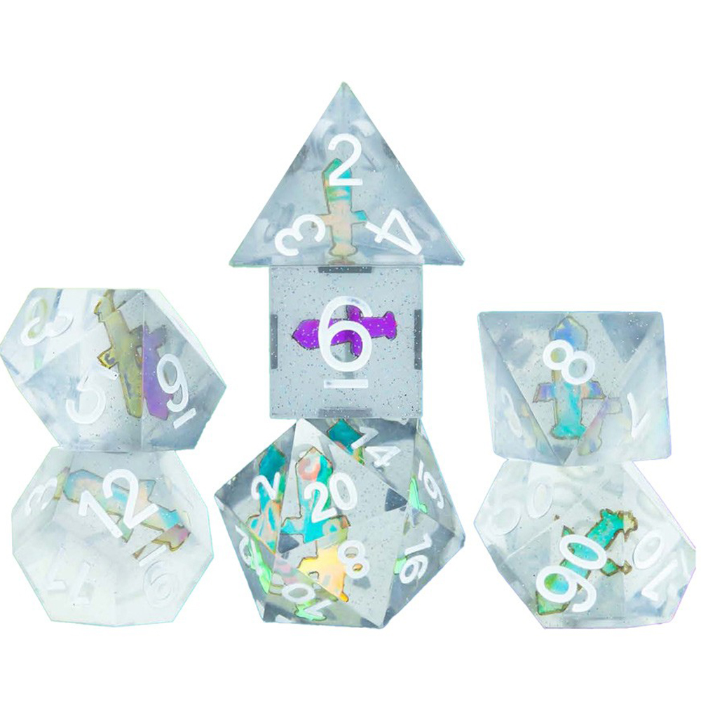 Sharp-Edge Polyhedral Dice Set: Dagger (7) (Last Chance)