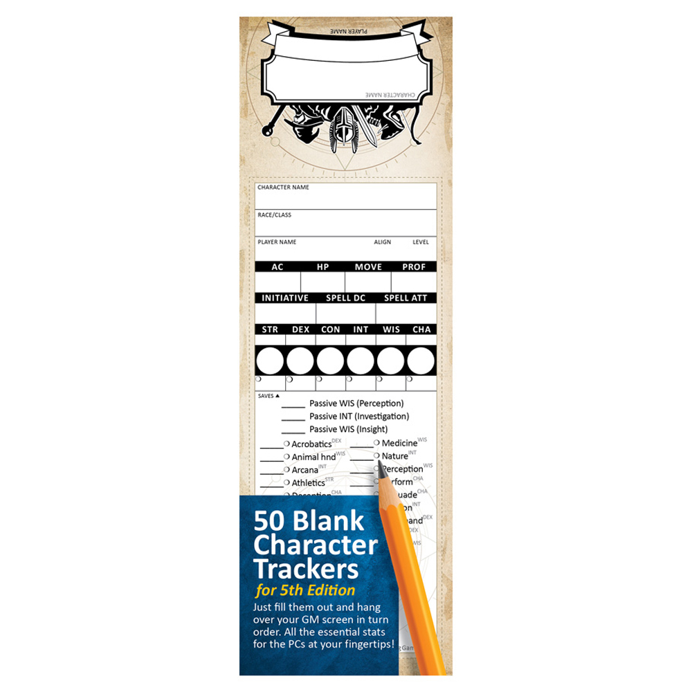 Stat Trackers 5E: Blank Character Trackers(50)