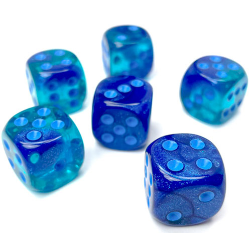 Chessex 16mm d6 Set: Gemini Luminary - Blue-Blue w/Light Blue (12)
